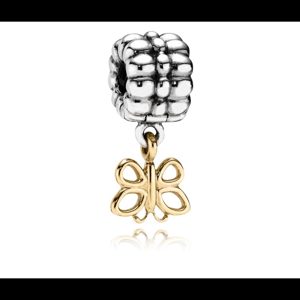 Two tone butterfly pandora clip